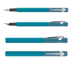 Pióro wieczne 849 Caran d'Ache, Paul Smith kolekcja 4, w pudełku Cyan/Steel, stalówka F