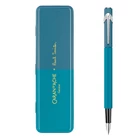 Pióro wieczne 849 Caran d'Ache, Paul Smith kolekcja 4, w pudełku Cyan/Steel, stalówka F