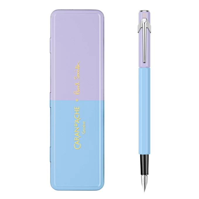 Pióro wieczne 849 Caran d'Ache, Paul Smith kolekcja 4, w pudełku Sky Blue/Lavender, stalówka F