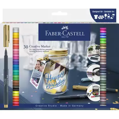 ZESTAW PISAKÓW KREATYWNYCH FABER-CASTELL, 30 KOLORÓW (METALICZNE + NEONOWE + STANDARDOWE)