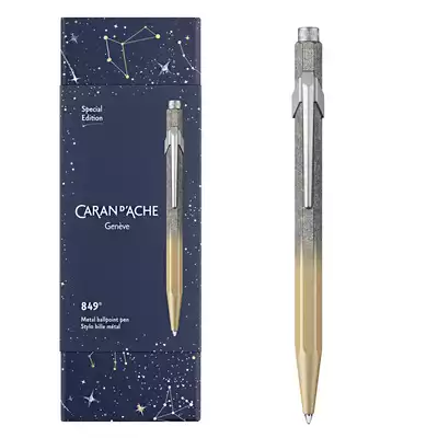 Długopis 849 Caran d'Ache Cosmic Blue, złoty w pudełku