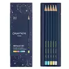 Kredki Caran d'Ache Cosmic Blue, 10 metalicznych kolorów