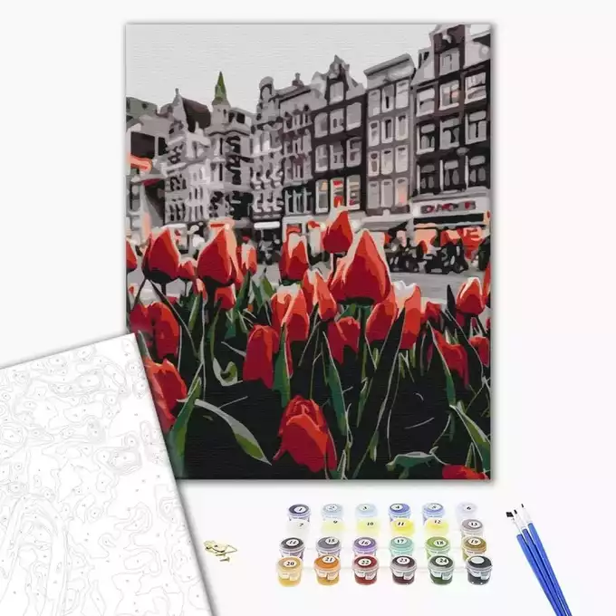 Malowanie po numerach BRUSHME, 40x50 cm, tulipany Amsterdamu