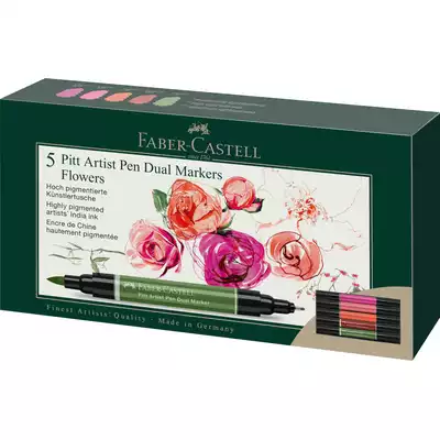 PISAKI DWUSTRONNE PITT ARTIST PEN FABER-CASTELL, 5 KOLORÓW - ZESTAW FLOWERS