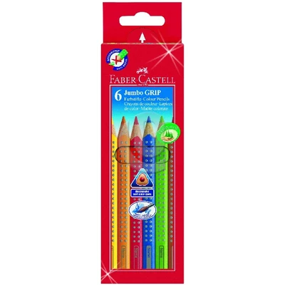 KREDKI OŁÓWKOWE JUMBO GRIP 6 KOLORÓW W OPAKOWANIU KARTONOWYM FABER-CASTELL