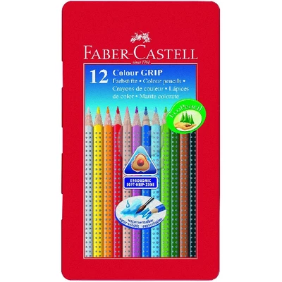 KREDKI GRIP 2001 12 KOL. OPAKOWANIE METALOWE FABER CASTELL