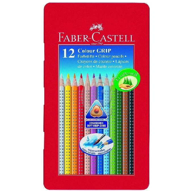 KREDKI GRIP 2001 12 KOL. OPAKOWANIE METALOWE FABER CASTELL