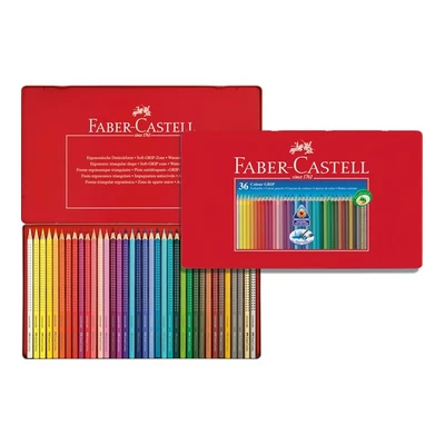 KREDKI GRIP 2001 36 KOLORÓW OPAKOWANIE METALOWE FABER-CASTELL 