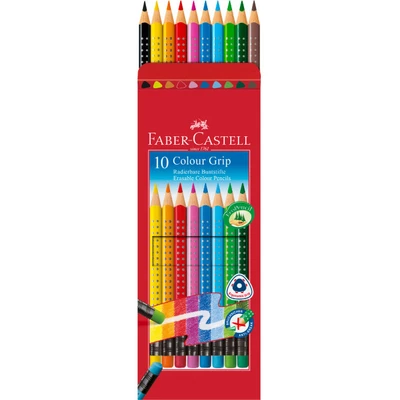 KREDKI WYMAZYWALNE Z GUMKĄ GRIP 2001 FABER-CASTELL, 10 KOLORÓW