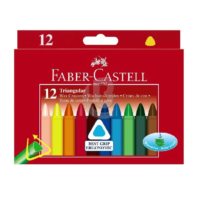 KREDKI ŚWIECOWE TRÓJKĄTNE KPL KARTON 12 SZT FABER CASTELL