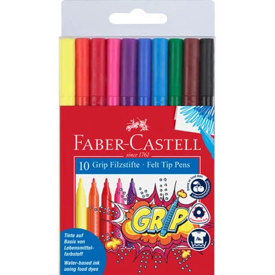 FLAMASTRY GRIP FABER-CASTELL, 10 KOLORÓW