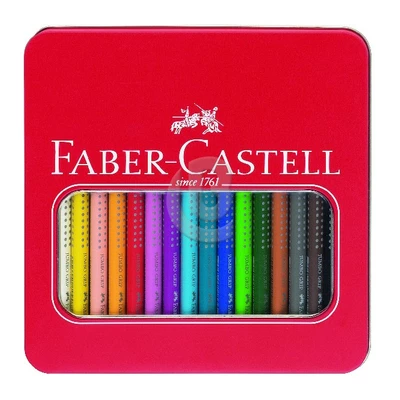 KREDKI JUMBO GRIP TRÓJKĄTNE 16 KOL. OPAKOWANIE METALOWE FABER CASTELL