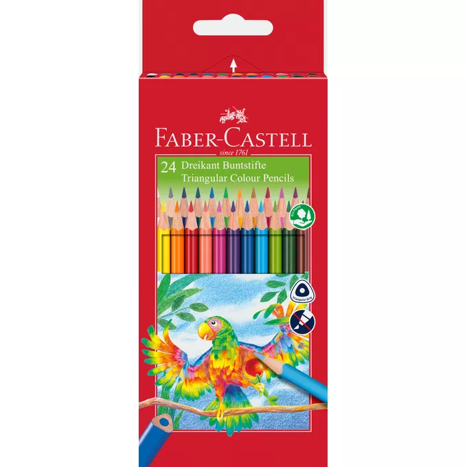 KREDKI OŁÓWKOWE TRÓJKĄTNE KPL.24-KOL. OP KARTONOWE FABER CASTELL