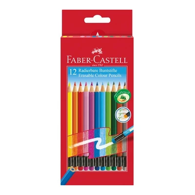 KREDKI Z GUMKĄ FABER CASTELL, 12 KOLORÓW