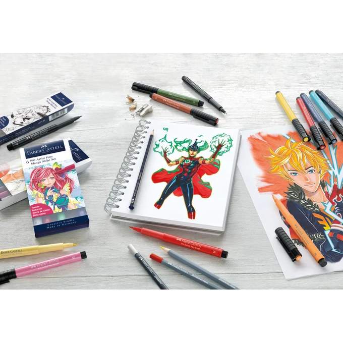 ZESTAW 4 CZARNYCH PISAKÓW PITT ARTIST PEN MANGA FABER-CASTELL (XS, S, F, B)