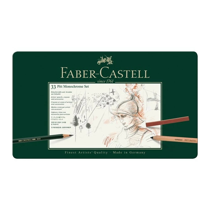 ZESTAW PITT MONOCHROME FABER-CASTELL, 33 ELEMENTY