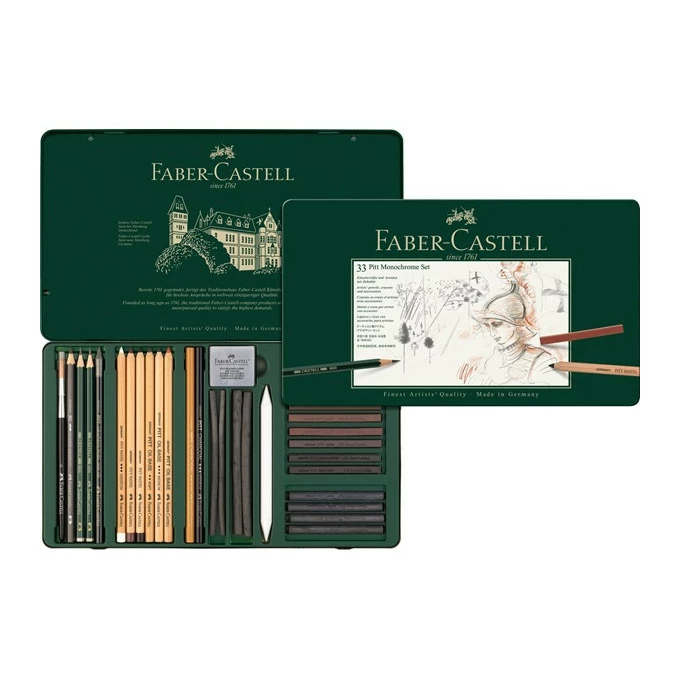 ZESTAW PITT MONOCHROME FABER-CASTELL, 33 ELEMENTY