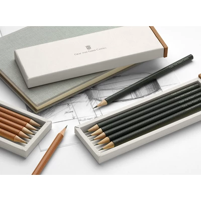 ZESTAW 6 BRĄZOWYCH OŁÓWKÓW GUILLOCHE GRAF VON FABER-CASTELL W ELEGANCKIM PUDEŁKU