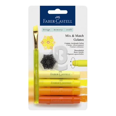 KREDKI AKWARELOWE GELATOS FABER-CASTELL, 4 KOLORY ŻÓŁTE