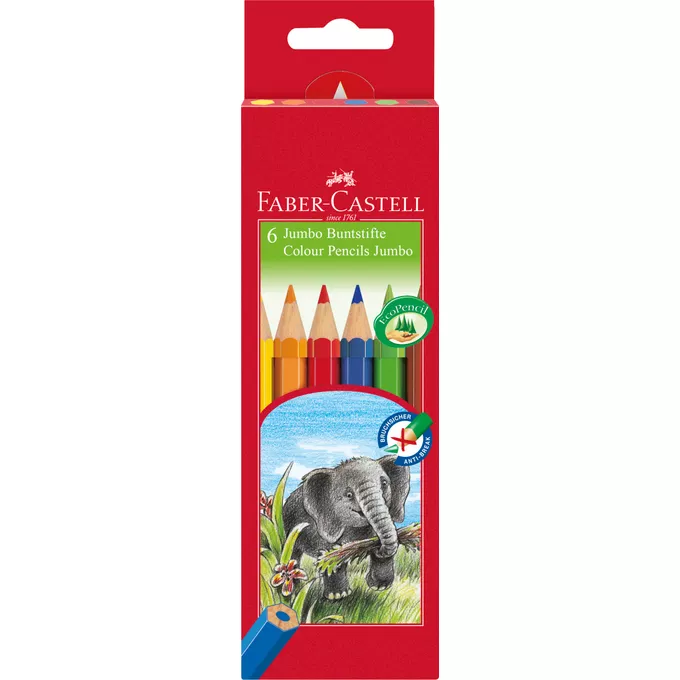 KREDKI JUMBO FABER-CASTELL, 6 KOLORÓW