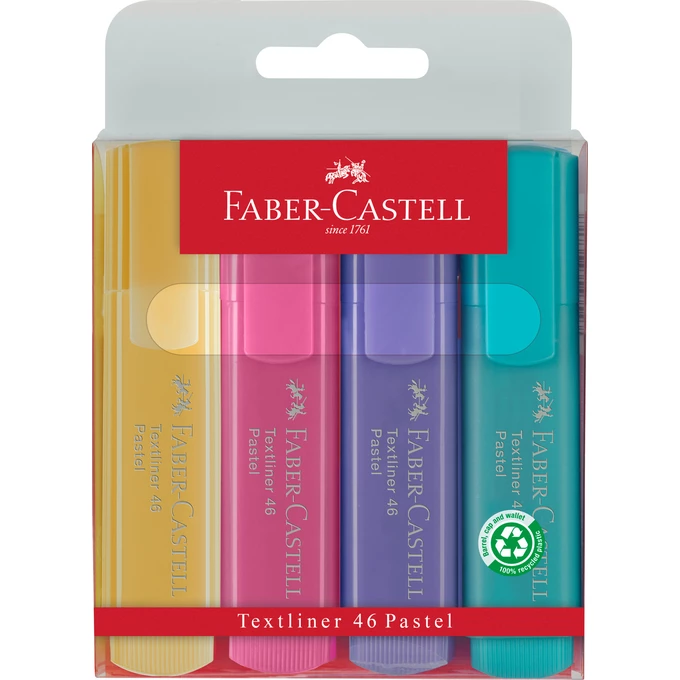 ZAKREŚLACZE PASTELOWE 1546 FABER-CASTELL, 4 KOLORY