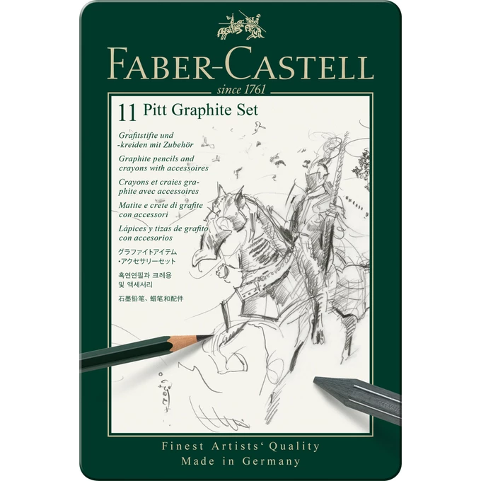 ZESTAW OŁÓWKÓW I GRAFITÓW PITT MONOCHROME FABER CASTELL, 11 ELEMENTÓW