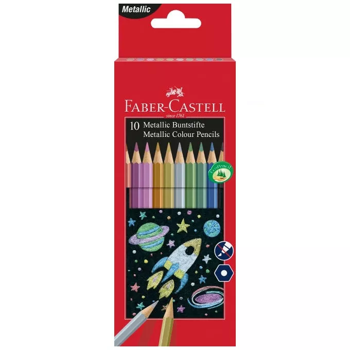 KREDKI FABER-CASTELL, 10 KOLORÓW METALICZNYCH