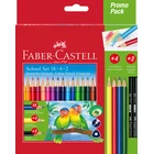 KREDKI SZKOLNE FABER-CASTELL, 18 KOLORÓW + 4 DODATKOWE KREDKI + 2 OŁÓWKI