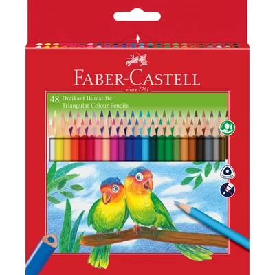 KREDKI TRÓJKĄTNE ECO FABER-CASTELL, 48 KOLORÓW + TEMPERÓWKA