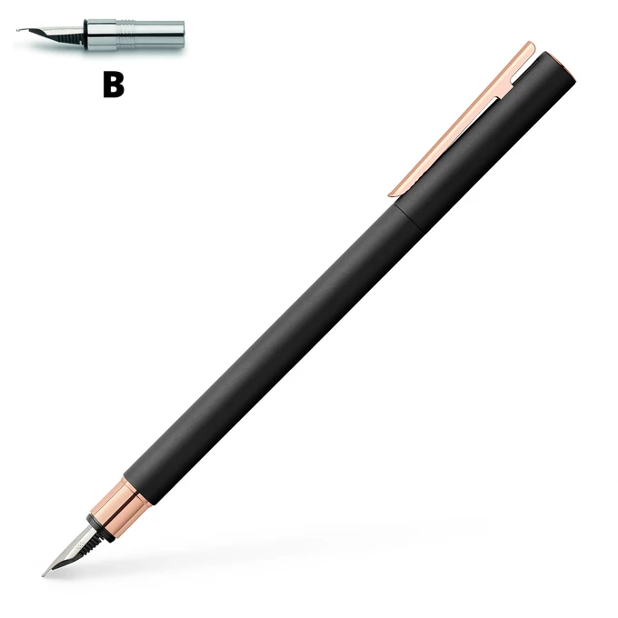 PIÓRO WIECZNE NEO SLIM FABER-CASTELL, BLACK ROSEGOLD - Stalówka: B - gruba