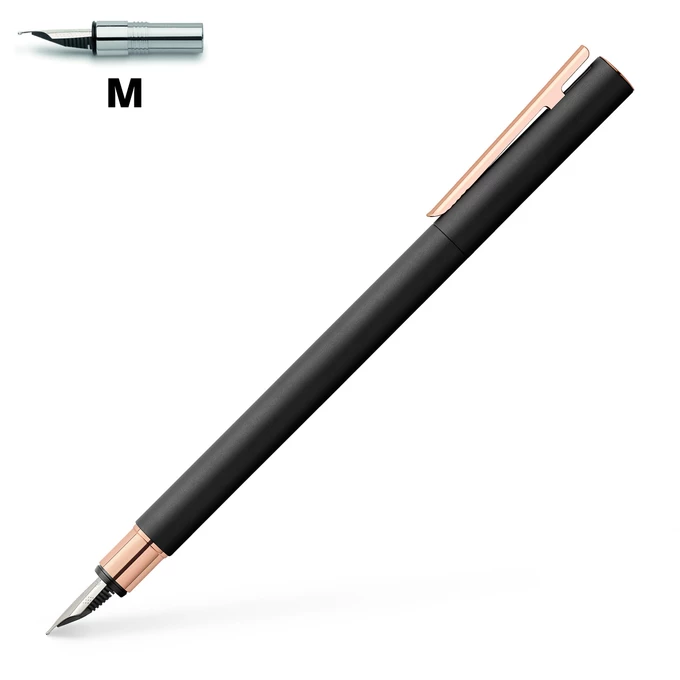 PIÓRO WIECZNE NEO SLIM FABER-CASTELL, BLACK ROSEGOLD - Stalówka: M - średnia