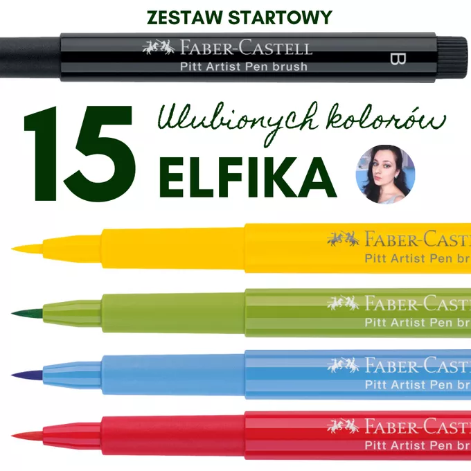 ZESTAW STARTOWY ELFIKA: 15 ULUBIONYCH KOLORÓW PISAKÓW PITT ARTIST PEN