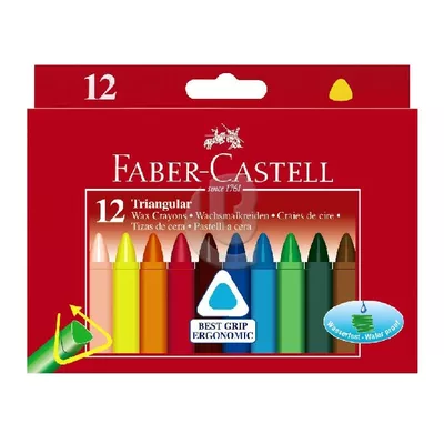 KREDKI ŚWIECOWE TRÓJKĄTNE KPL KARTON 12 SZT FABER CASTELL