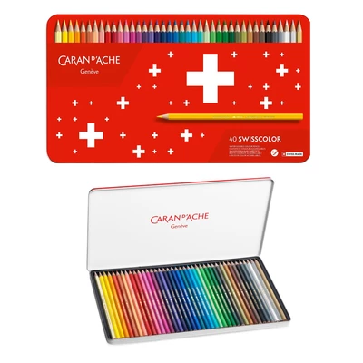 Kredki akwarelowe Swisscolor Caran d'Ache, 40 kolorów