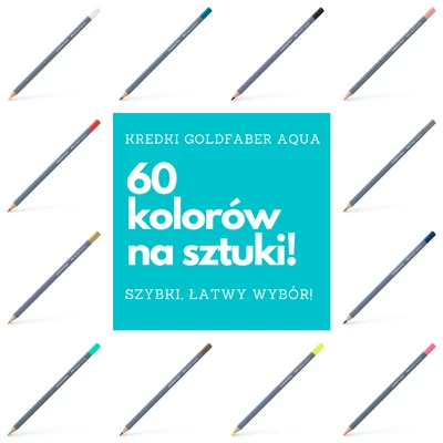 KREDKI NA SZTUKI - KREDKI AKWARELOWE GOLDFABER AQUA FABER-CASTELL, 60 KOLORÓW