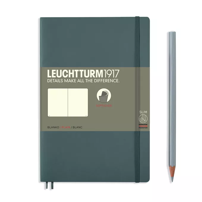 NOTATNIK LEUCHTTURM1917 PAPERBACK B6+, MIĘKKA OPRAWA, ANTRACYTOWY - Liniatura: gładki