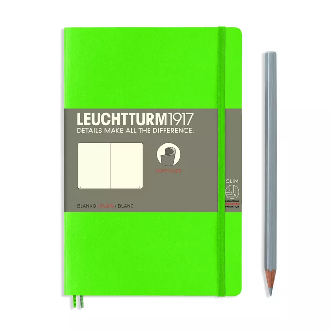 NOTATNIK LEUCHTTURM1917 PAPERBACK B6+, MIĘKKA OPRAWA, JASNOZIELONY - Liniatura: gładki