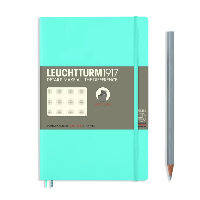 NOTATNIK LEUCHTTURM1917 PAPERBACK B6+, MIĘKKA OPRAWA, JASNONIEBIESKI - Liniatura: w kropki