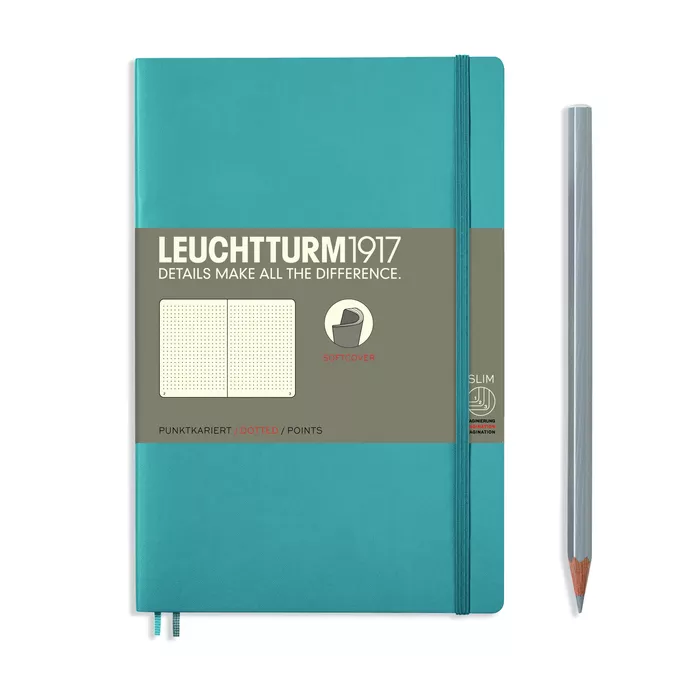 NOTATNIK LEUCHTTURM1917 PAPERBACK B6+, MIĘKKA OPRAWA, NORDYCKI NIEBIESKI - Liniatura: w kropki