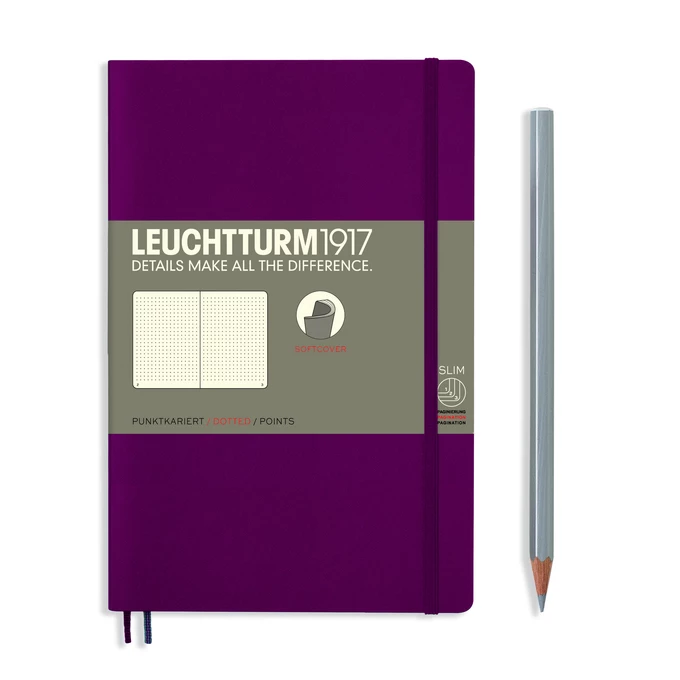 NOTATNIK LEUCHTTURM1917 PAPERBACK B6+, MIĘKKA OPRAWA, BORDOWY - Liniatura: w kropki