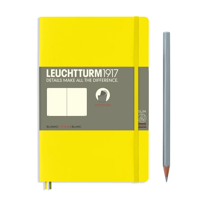 NOTATNIK LEUCHTTURM1917 PAPERBACK B6+, MIĘKKA OPRAWA, CYTRYNOWY - Liniatura: gładki