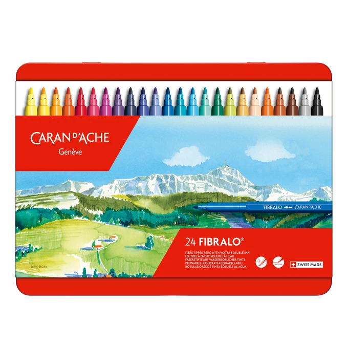 Flamastry Caran d'Ache Fibralo, 24 kolory