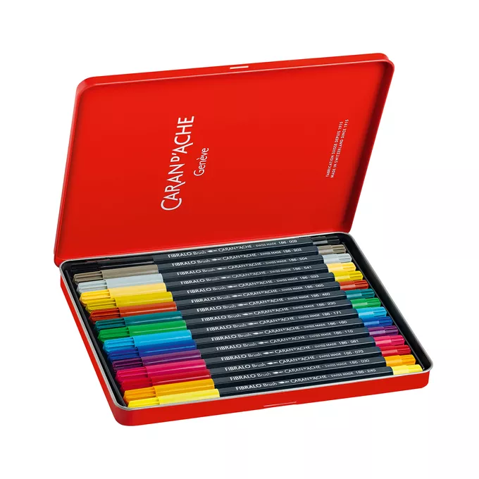 Flamastry Caran d'Ache Fibralo Brush, 15 kolorów