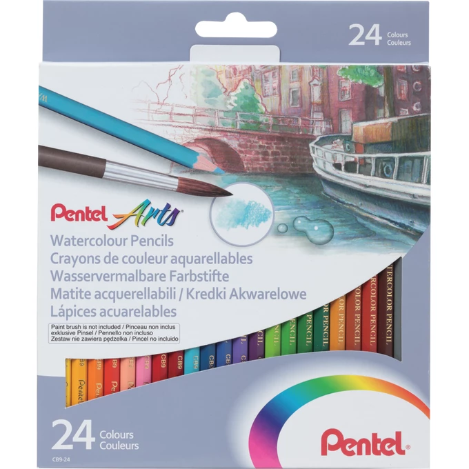 Kredki akwarelowe Pentel, 24 kolory