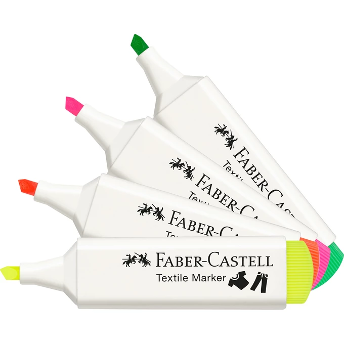 MARKERY DO TKANIN FABER-CASTELL, 4 KOLORY NEONOWE