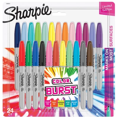 Markery permanentne Sharpie Fine Color Burst, 24 kolory