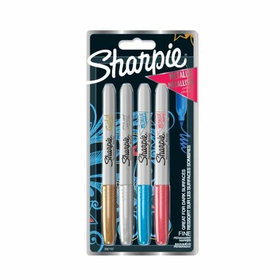 Markery permanentne Sharpie Metallic, 4 kolory: czerwony, niebieski, zielony, złoty