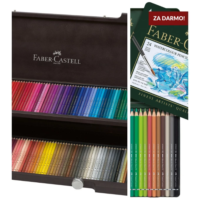 ZESTAW SPECJALNY: KREDKI POLYCHROMOS FABER-CASTELL, 120 KOLORÓW W OZDOBNEJ KASECIE + KREDKI ALBRECHT DURER, 24 KOLORY ZA DARMO!