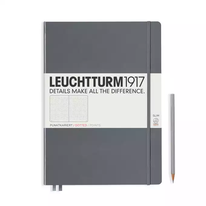 NOTATNIK LEUCHTTURM1917 MASTER SLIM (A4+), ANTRACYTOWY - Liniatura: w kropki