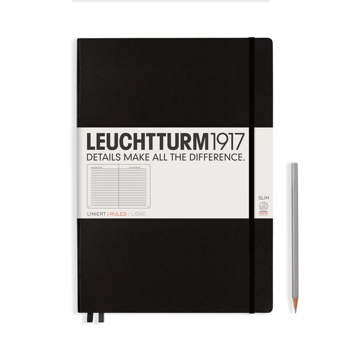 NOTATNIK LEUCHTTURM1917 MASTER SLIM (A4+), CZARNY - Liniatura: w linię